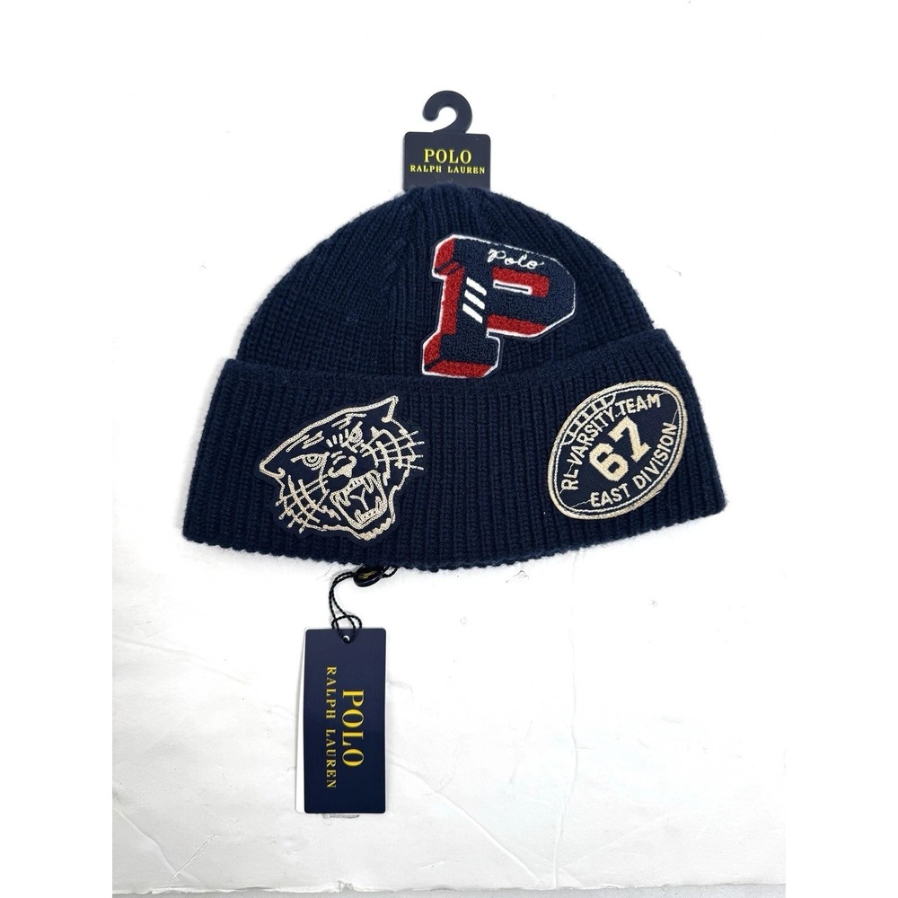 Polo Ralph Lauren OS Tiger Varisty Polo Logo Hat Cap Beanie NEW NWT